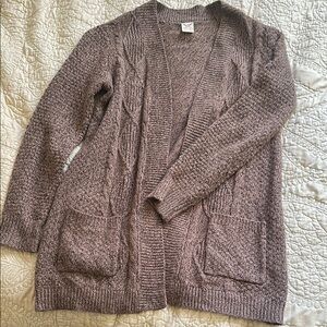 Faded Glory Textured Open-Front Cardigan - Taupe